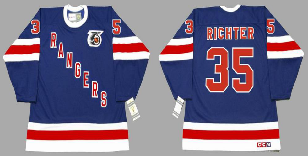 2019 Men New York Rangers 35 Richter blue style #2 CCM NHL jerseys